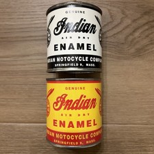 Lot of 2 Vintage Indian Motorcycle Advertising Air Dry Enamel Cans Empty picture