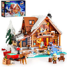 Aurora-Cabin Christmas Lighting-Building-Bricks Set - 2425 Pcs Retro House Winte picture