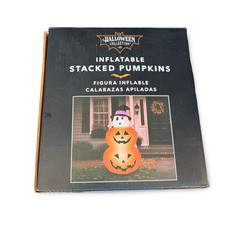 Halloween Collection 4 Ft Stacked Pumpkins Ghost Inflatable LED Yard Decor picture