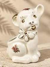MCM Kitsch Anthropomorphic Puppy Lamb Planter Vintage Ceramic Japan Dog Figurine picture