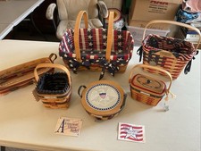 Lot Of Longaberger Baskets Patriotic USA All American Red White Blue picture
