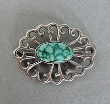 Vintage Navajo Sterling  Silver Turquoise Pin picture