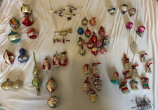 Antique VINTAGE Old CHRISTMAS TREE ORNAMENT Collection SANTAS Bells UFO Striped picture