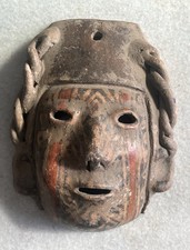 Vintage/Antique Pre Colombian Mayan Pottery Mask 7.5” picture