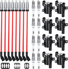 8Pcs D585 UF262 round Ignition Coils Pack & Spark Plugs & Wires Set picture