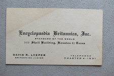 Encyclopaedia Britannica David Leeper 1950s Trade Business Card Houston Texas picture