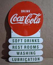 Drink Coca Cola Porcelain Enamel Sign 28x16 Inches picture
