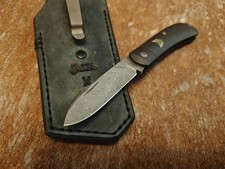 Javi Garcia Mini Zulu Slipjoint Custom Titanium Damascus Knife With Sheath picture