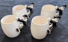 4 Vtg Art Deco Ceramic Mime Harlequin cup mug clown collectible clown memorbilia picture