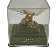 Vtg Max Factor Aquarius Creme Perfume Fawn Deer Gold Locket Charm Necklace Case picture