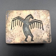 Early Vintage Hopi Victor Coochwytewa Kachina Silver Belt Buckle Small 1-1/8