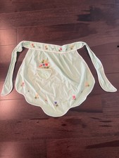 Vtg Mint Green Embroidered Half-Hostess Apron W Scalloped Edge & Pocket picture