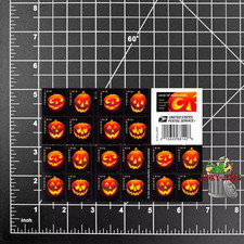  SHEET OF 20 FIRST CLASS LETTER STAMPS HALLOWEEN JACK-O'-LANTERNS 2016 picture