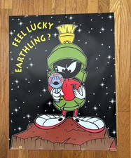 VTG Marvin The Martian FEEL LUCKY EARTHLING-ACME Ray Gun Poster 1992 Warner Bros picture