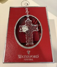 Waterford Crystal Cross Ornament w/Enhancer & Box -Never Used picture