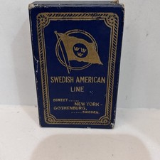 Vintage 1930’s Swedish American Ocean Line Playing Cards 52+3 Jokers Bridge Box picture