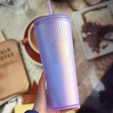 Starbucks Matte Romantic Purple Stripes Tumbler 24oz Venti Cold Cup Girl Gift picture