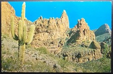 Arizona Superstition Mountains Saguaro Cactus Scenic Chrome Postcard picture
