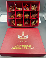Vintage 2002 Danbury Mint Gold Christmas Ornament Collection w/Box - 12 pc picture
