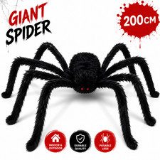 200cm Giant Plush Black Spider Halloween Decor Haunted House Prop Yard 1pcs picture