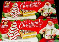 2 boxes Little Debbie Christmas Tree Cakes Packaging Advertising 7.8oz 11/26 exp picture