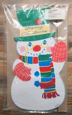 Vintage Snowman Lighted Merry Christmas Yard Art Deco Impact Plastics 1990s NEW picture