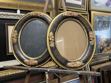 Antique Victorian Ornate Oval Picture Frames Glass Black Pink Gold Acorn 8x10 picture