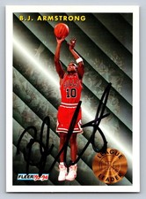B.J. Armstrong Autograph Fleer 93-94 Basketball Card #221 Chicago Bulls NBA picture