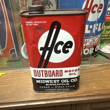 Ace Midwest Oil Outboard Square quart Can Vintage picture