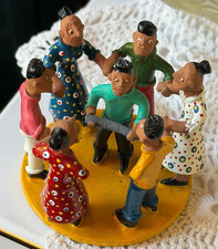 Vintage 1980s Brazilian Terracotta Folk Art Ciranda Roda Figurine Signed Hilda picture