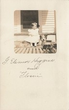 1909 RPPC Maine Pennyville Child & Collie Dog 