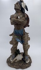 Beautiful Vintage Native American Warrior Sculpture 2 Feet Tall Resin? picture