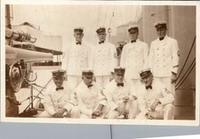 WWI US Navy Sailors Group Photograph c1917 Warship Deck Gun & Uniforms picture