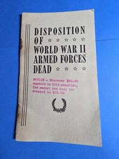 WWII Disposition of World War II Armed Forces Dead War Department Pamphlet c1947 picture