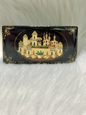 Vtg papier-mâché Russian Lacquer Mini Box ПАЛЕХ(Palekh) SIGNED Суздаль(Suzdal) picture