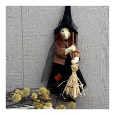 Halloween Hanging Kitchen Witch With Broom ~ Hand Painted - Delton Prod picture