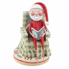 Lori Mitchell Santa Claus Christmas Story Reading Book Figurine Folk Art Decor picture