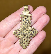 Handmade Ethiopian Coptic Orthodox Christian Cross Brass Pendant Ethiopia Africa picture