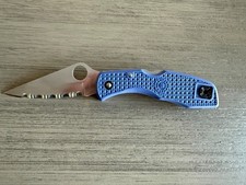 Spyderco Delica Pocketknife Combo Drop Point Lockback Plastic Blue VG-10 RARE picture