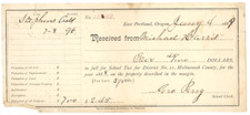 Stephens Addition East Portland Oregon orig 1889 Tax Receipt picture