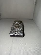 Antique Art Nouveau Pewter Dragonfly Cobalt Glass Inkwell Desk Accessory Vintage picture