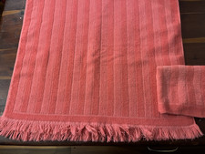 VTG Fieldcrest 1970s Pink & Coral Striped Bath Towel & Washcloth picture