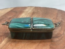 LIMOGES France French Lion Accents Trinket Box Malachite Marble Double RARE picture
