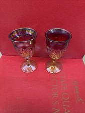2 Vtg 1970's Indiana Glass Goblets. Sunset/Monarch ~ Amberina Cadmium GLOW picture