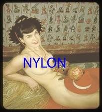 RARE VINTAGE 1950s 3-D STEREO COLOR SLIDE OF A NUDE BETTIE PAGE picture