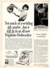 PRINT AD, 1965 Frigidaire Dishwasher 60's Wedding Gift Cute Housewife Pitcher picture
