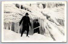 Eastatoah Falls in Winter Snow Ice Dillard Georgia GA c1930 Postcard picture