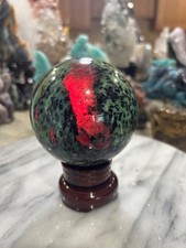 Gorgeous  Ruby in Zoisite sphere with stand UV reactive 3.39” picture