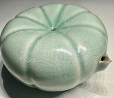 Fine Antique Chinese Korean Signed? Celadon Porcelain Water Dropper Melon Form picture