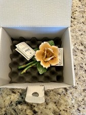 Vintage Fabar Capodimonte Porcelain Rose Tipped Flower Figurine Made in Italy  picture